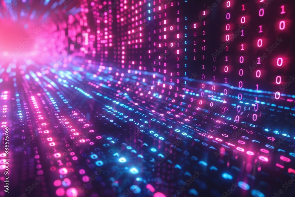 Obraz premium Digital Binary Technology Background created with Generative AI