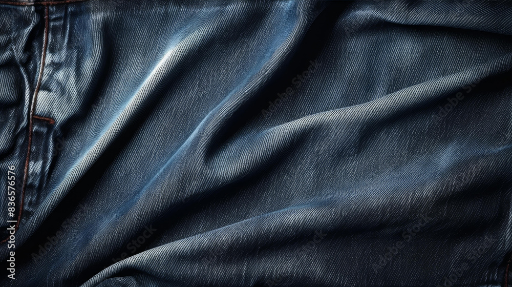 Naklejka premium Explore the texture of denim jeans with this highresolution image, showcasing rugged durability and classic mens fashion in intricate detail.