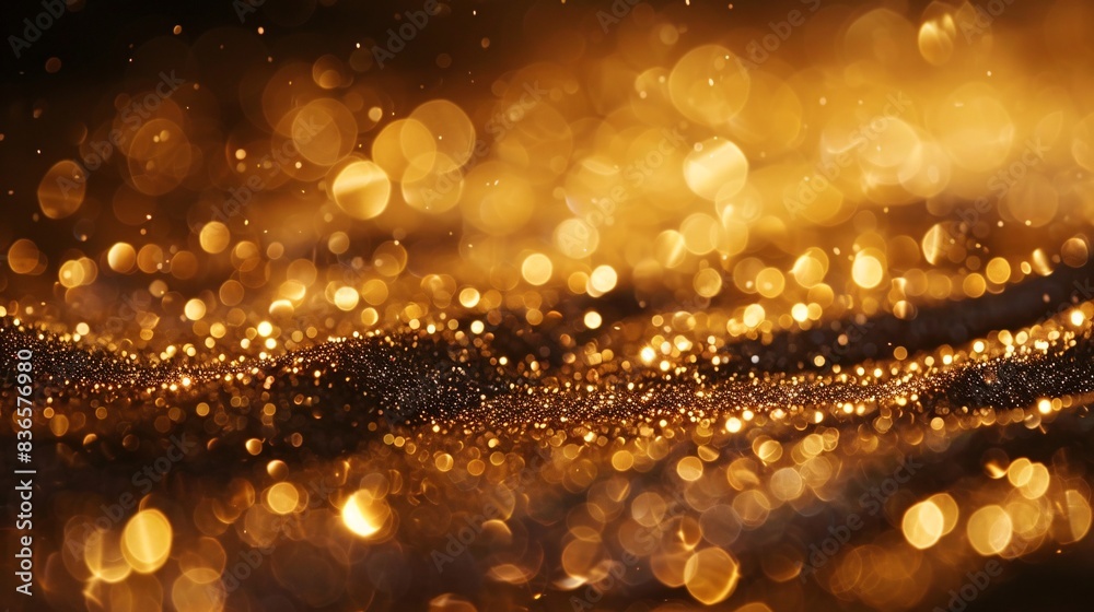 A close-up of glittering dust on a surface, reflecting light beautifully