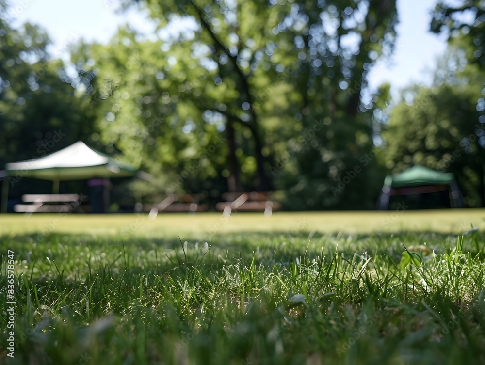 Sunny Camping Field with Canopy Tent and Folding Furniture Sunny Camping Field with Canopy Tent and Folding Furniture