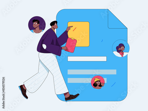 Personnel doing job interview flat vector concept operation hand drawn illustration
