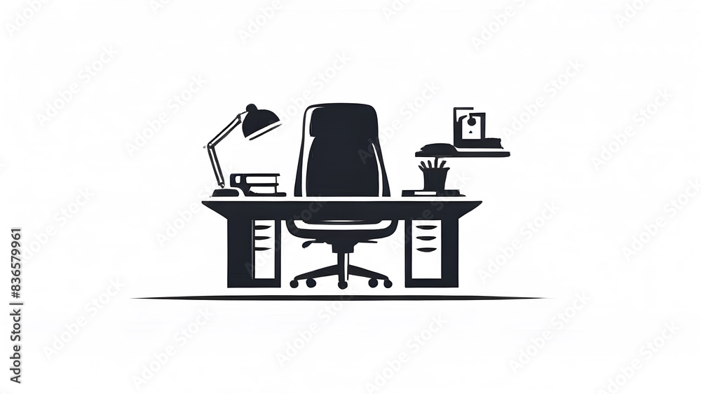 Fototapeta premium Office workspace desk icon logo symbol emblem on the white background Generative AI
