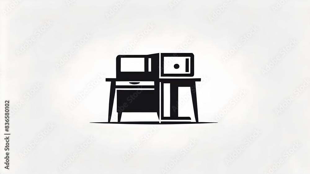 Fototapeta premium Office workspace desk icon logo symbol emblem on the white background Generative AI