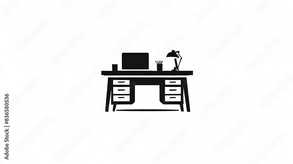 Office workspace desk icon logo symbol emblem on the white background Generative AI Office workspace desk icon logo symbol emblem on the white background Generative AI