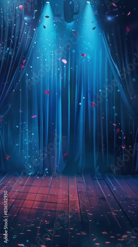 Stage with a curtain and lights on it