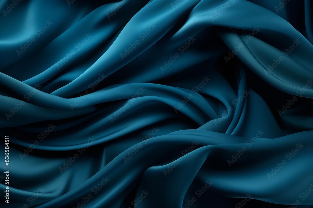 A highresolution image of draped blue fabric, showcasing the gentle, flowing folds and smooth texture, set against a black background to emphasize the elegance and softness A highresolution image of draped blue fabric, showcasing the gentle, flowing folds and smooth texture, set against a black background to emphasize the elegance and softness