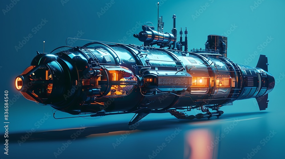 Submarine isolated on a blue background Submarine isolated on a blue background