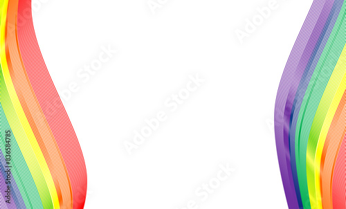 LGBTQ rainbow color background wallpaper image, column wave border, presentation slide template 