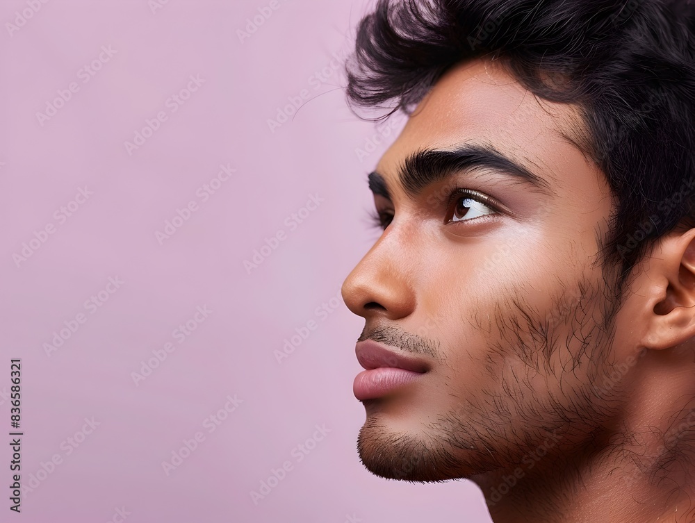 Bangladeshi Male Model s Flawless Skin Highlighted in Decorative Skincare Advertising Banner Bangladeshi Male Model s Flawless Skin Highlighted in Decorative Skincare Advertising Banner
