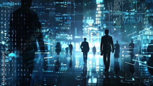 Cybersecurity Warriors Silhouetted Business Professionals Defending Against Digital Threats