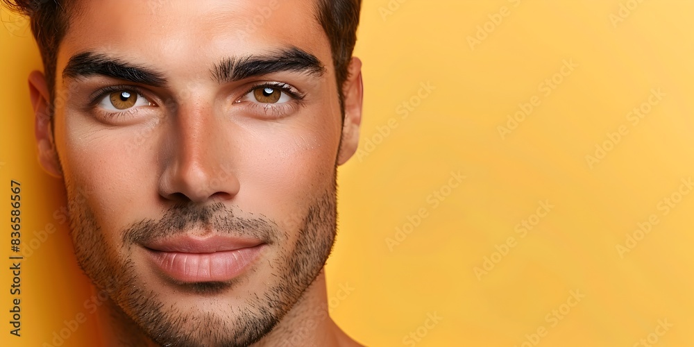 Obraz premium Handsome South American Man s Face for Skincare Advertising Banner