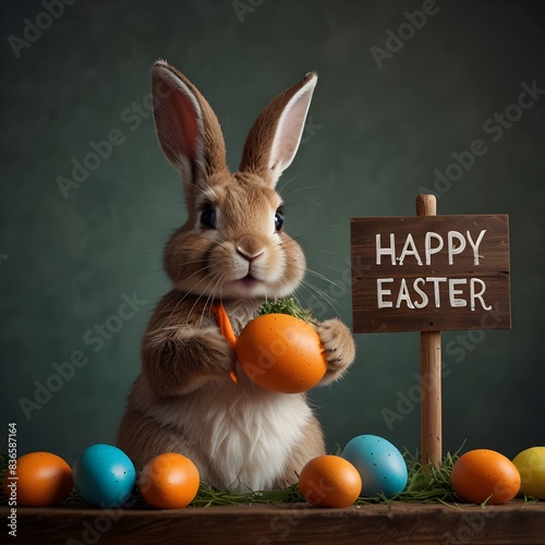 easter bunny with easter eggs