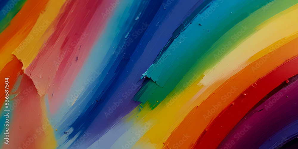 Obraz premium Abstract oil paint background. Colorful brushstrokes of paint. Hand-drawn illustration. Created with generative AI