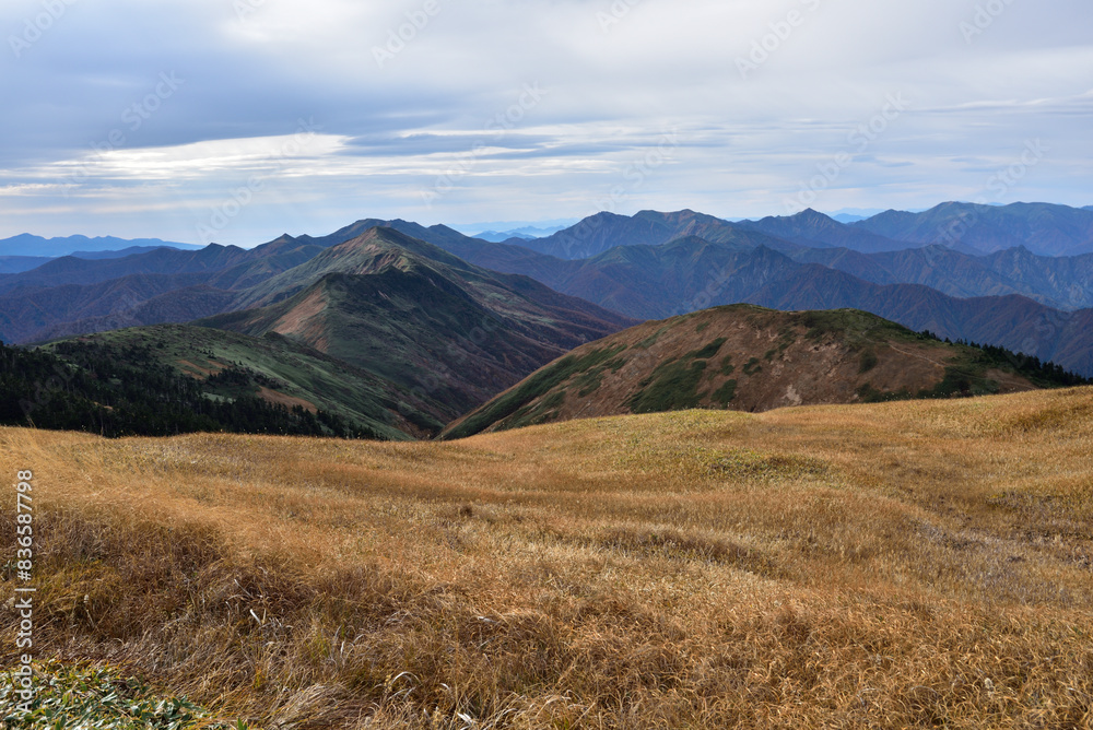 Fototapeta premium Climbing Mount Makihata, Niigata, Japan