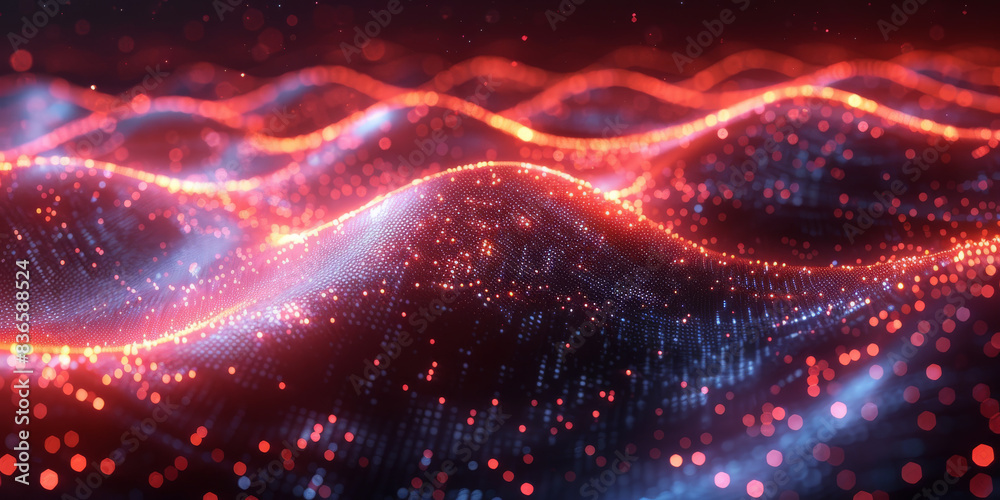 Obraz premium Digital background for tech, AI, neural networks, data, audio, graphics