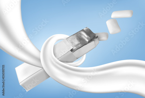 Bubblegum and a white abstract swirl. Realistic vector illustration.