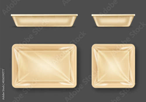 Empty plastic food containers