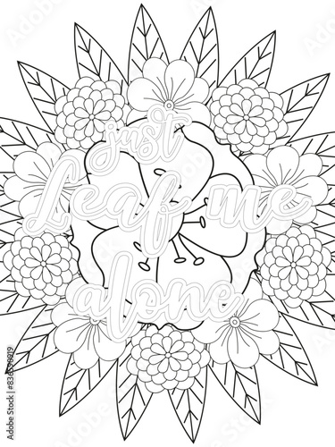 Wallpaper Mural Fall Quotes Flower Coloring Page Beautiful black and white illustration for adult coloring book Torontodigital.ca