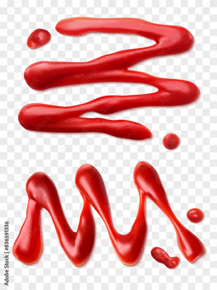 Ketchup splashes isolated on transparent background. Ketchup splashes isolated on transparent background.