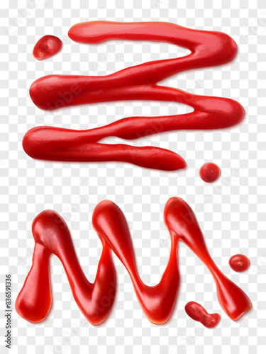 Ketchup splashes isolated on transparent background.