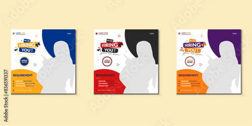 We are hiring job vacancy social media post or square web banner template vector design