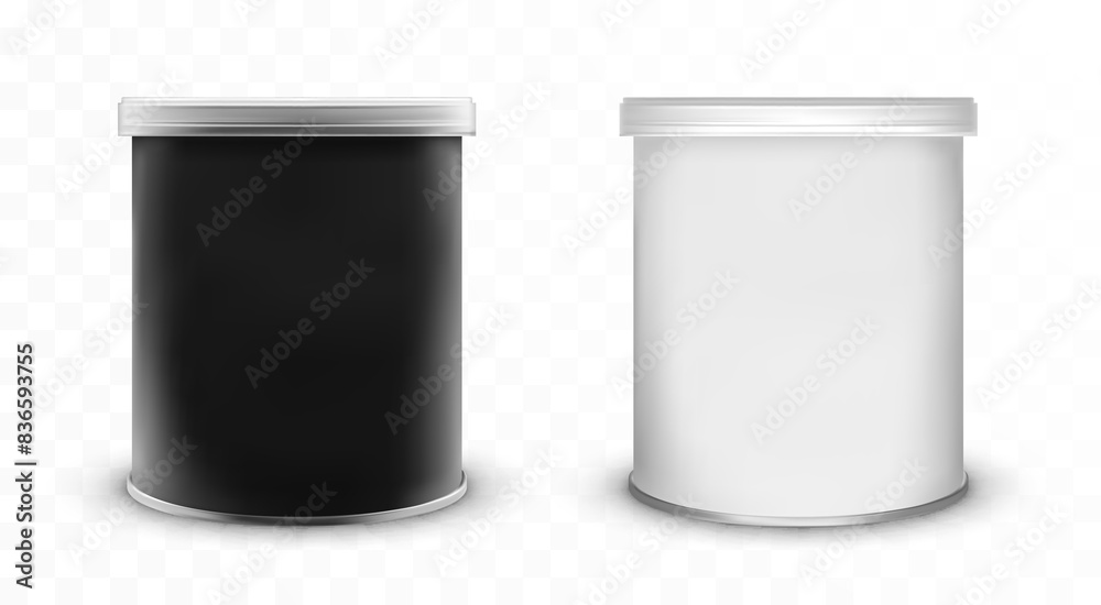 Packaging mockup design. Round package container isolated on transparent background. Jar for products. Packaging mockup design. Round package container isolated on transparent background. Jar for products.