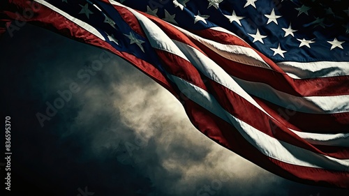 Flag of USA flying ,ai generated