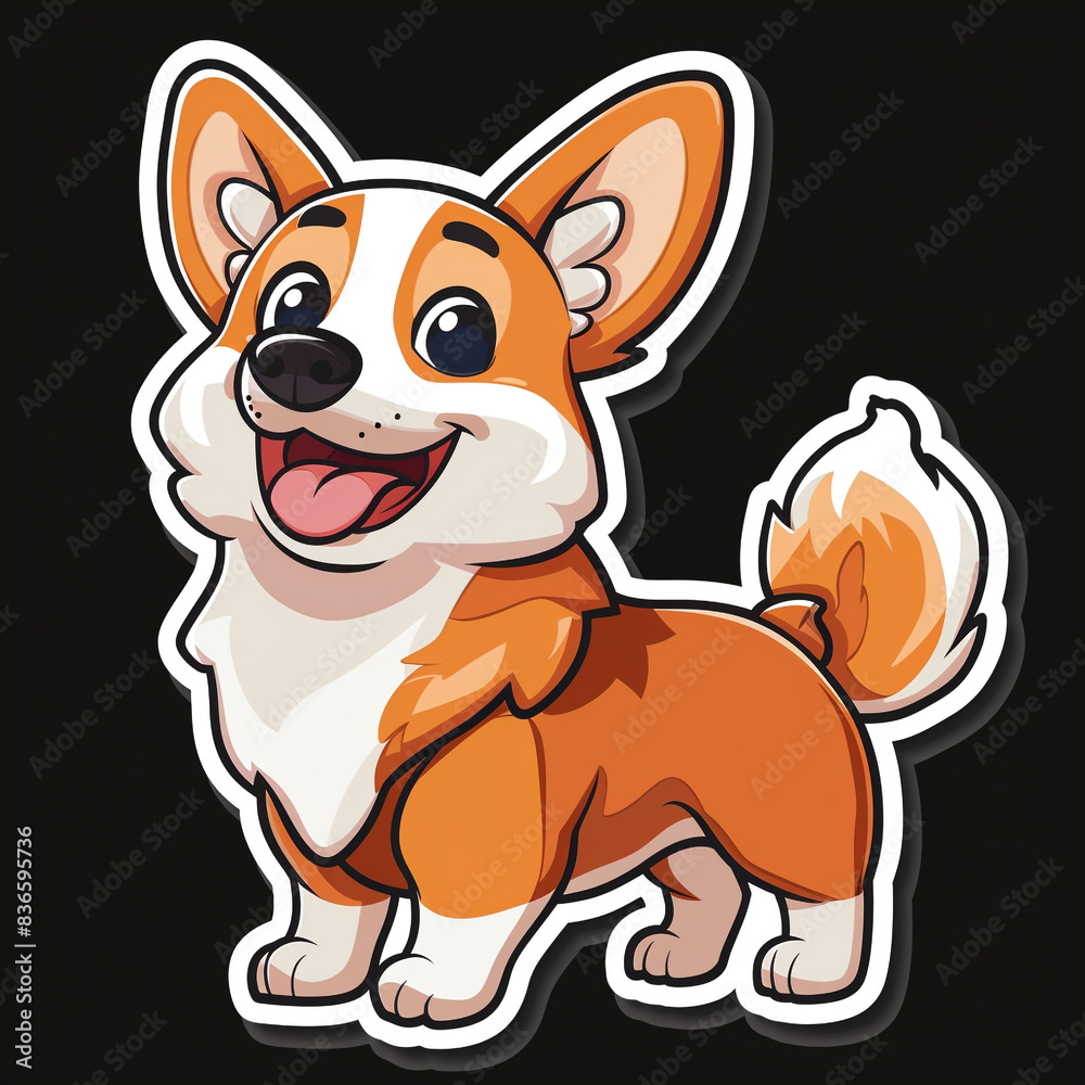 Create a Cute Cartoon Cardigan Welsh Corgi Dog Sticker with a Touch of Whimsy Create a Cute Cartoon Cardigan Welsh Corgi Dog Sticker with a Touch of Whimsy