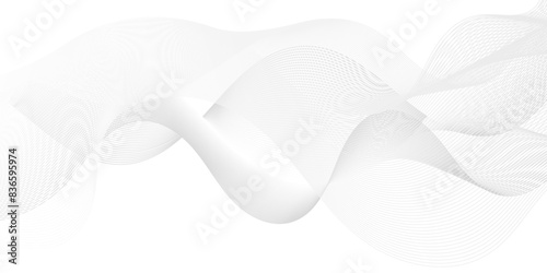 Vector abstract white digital blend wave lines technology background. Modern minimal gradient white flowing wave lines and glowing moving lines. Futuristic technology and sound wave lines background.