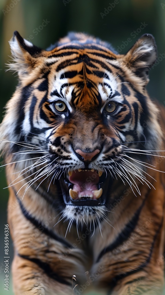 Ferocious Tiger s Snarling Expression Captures Predatory Dominance in Nature Ferocious Tiger s Snarling Expression Captures Predatory Dominance in Nature