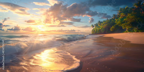 Praia Tropical ao Pôr do Sol photo