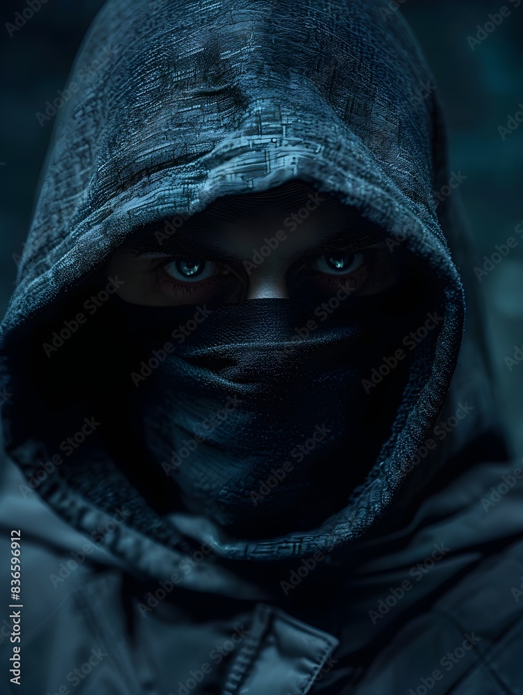 Hooded Figure in the Shadows Cloaked Threat to Digital Security Hooded Figure in the Shadows Cloaked Threat to Digital Security
