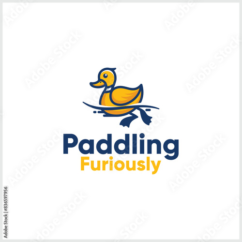 duck logo paddling colored duck logo icon