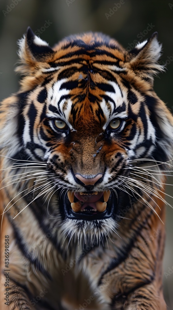 Fierce Tiger Face with Bared Fangs Fierce Tiger Face with Bared Fangs