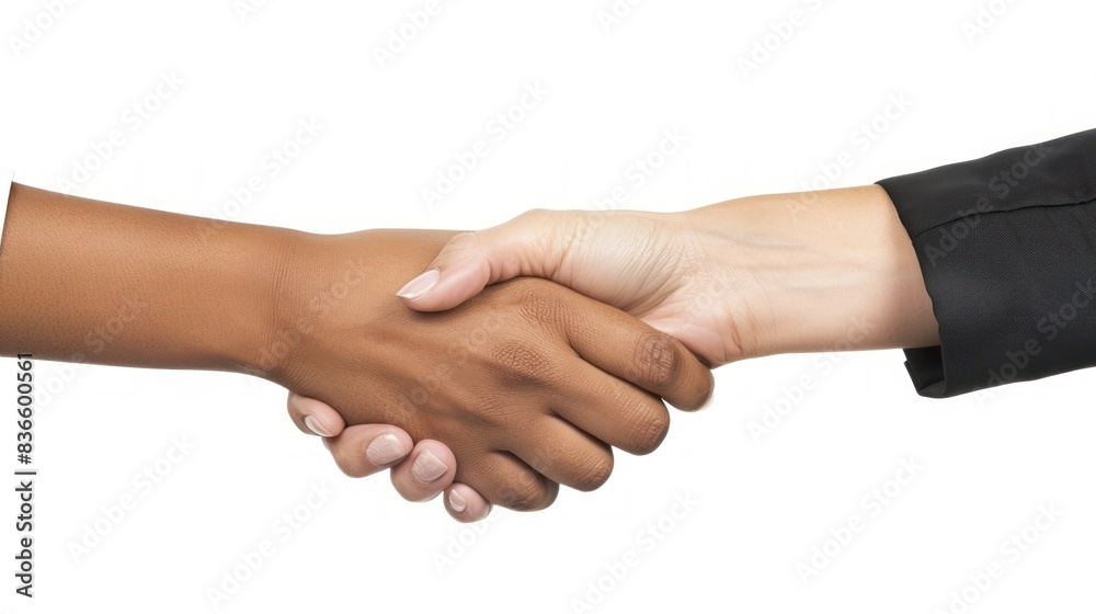 High definition close-up of two business women shaking hands in agreement. on a white background High definition close-up of two business women shaking hands in agreement. on a white background