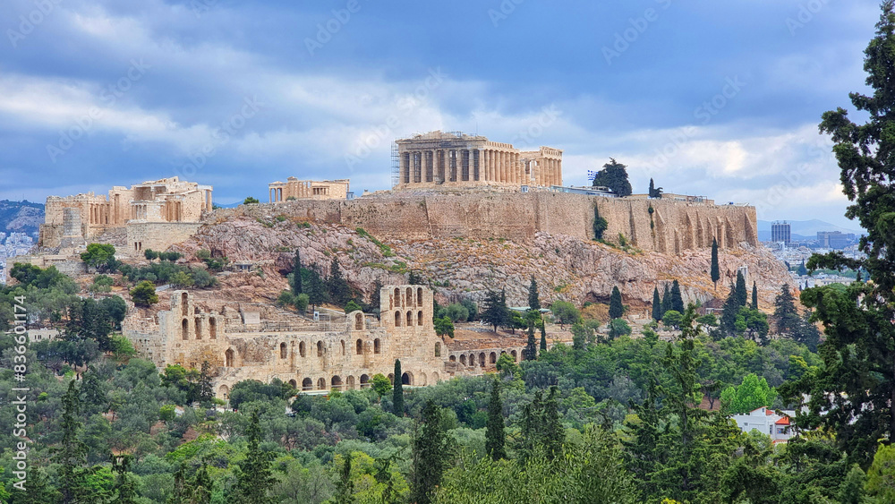 athens parthenon greece from philopappos monumnet view athens parthenon greece from philopappos monumnet view