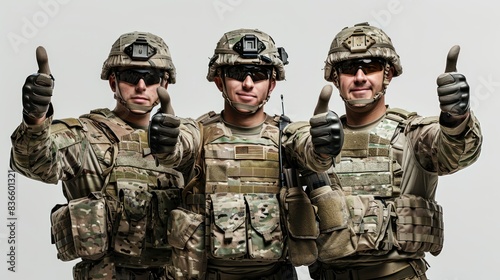High resolution American soldier Thumbs up for the great work. on a white background