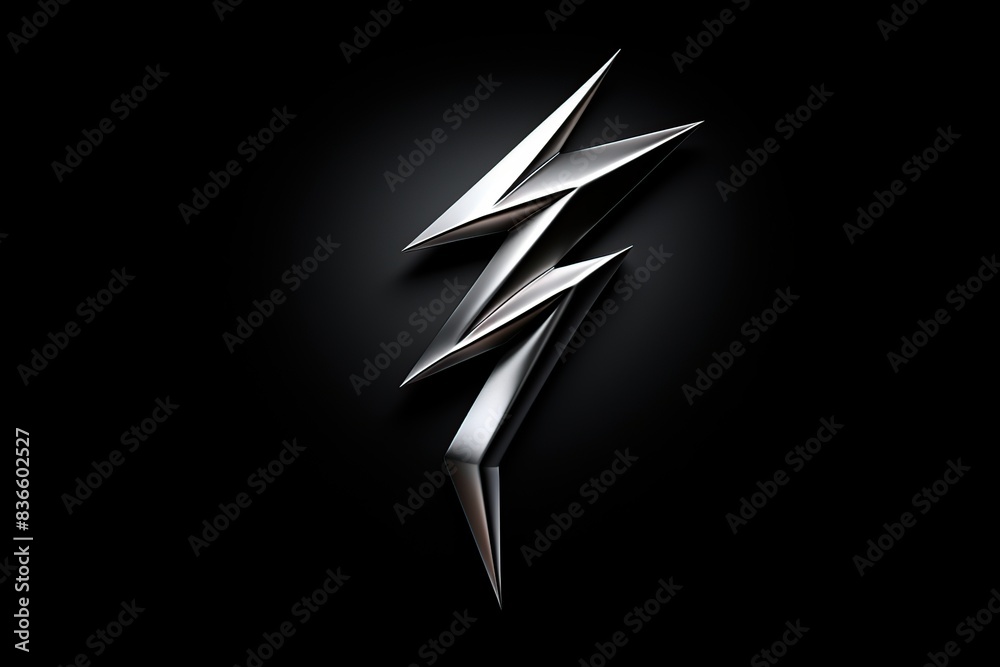 Silver Lightning Bolt on a Black Background Silver Lightning Bolt on a Black Background