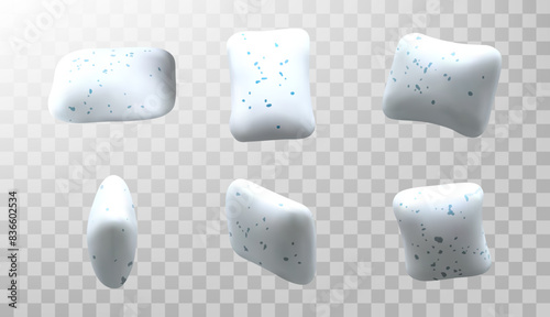 Vector chewing gum set isolated on transparent background. Realistic vector illustration