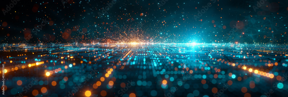 Obraz premium Digital background for tech, AI, neural networks, data, audio, graphics