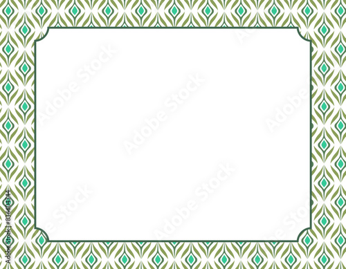 レトロポップなフレーム素材　緑　葉　植物　ダイヤ