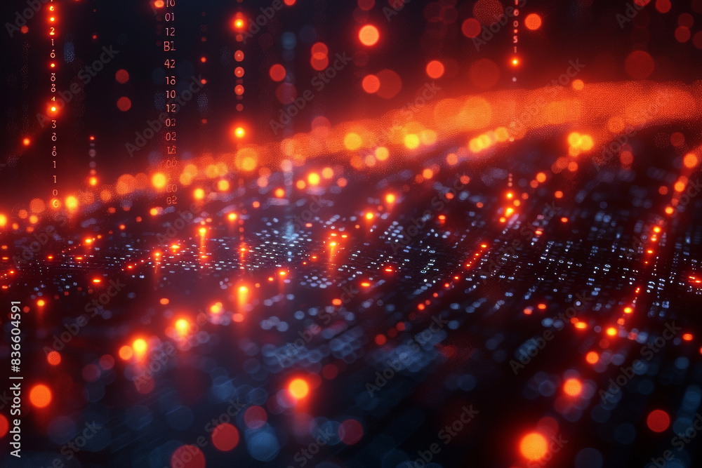 Obraz premium Digital background for tech, AI, neural networks, data, audio, graphics