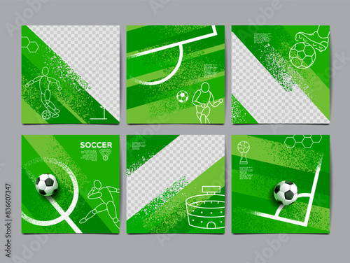 Soccer Template design , Football banner, Sport layout design, Green Theme, vector illustration ,abstract background