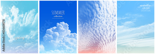 空の色が変更できる青空のポスター white clouds against blue sky background with sun bright.