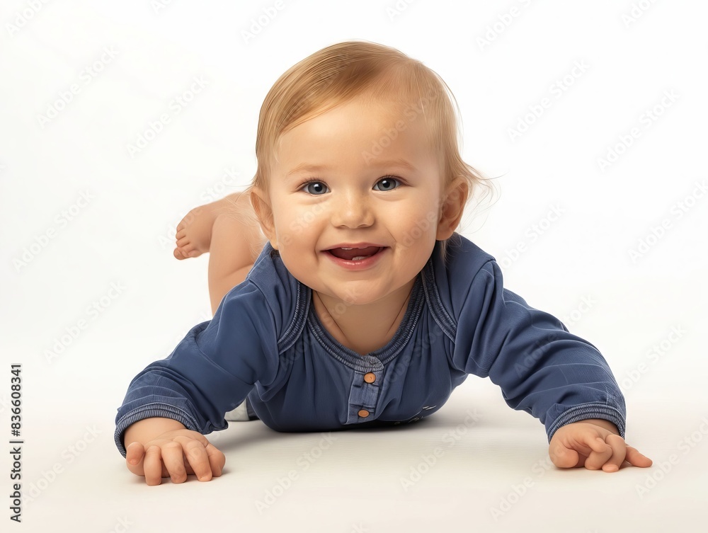 A baby smiling while lying on the floor. A baby smiling while lying on the floor.