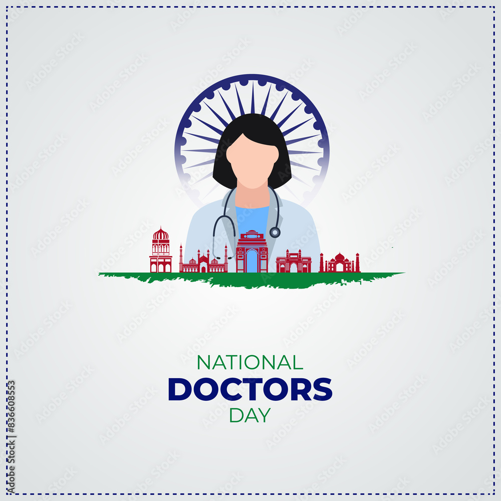 Obraz premium National Doctors Day. Doctors day banner, poster, card. holiday concept. template for background. flat illustration. World Doctors Day flat design. Jpeg Format. 