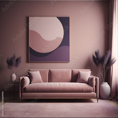 muted tones of dusty pink and dark purple surreal combination with minimalist compositions, evoking a sense of calmness, mixed media sculpture, simple bare minimalist style 3d compositions, wedding th photo