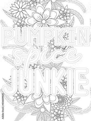 Wallpaper Mural Fall Quotes Flower Coloring Page Beautiful black and white illustration for adult coloring book Torontodigital.ca