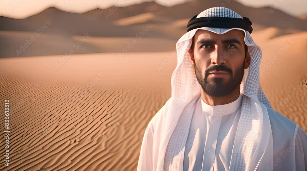 Sahara Journey. Middle Eastern Man in the Dunes Sahara Journey. Middle Eastern Man in the Dunes