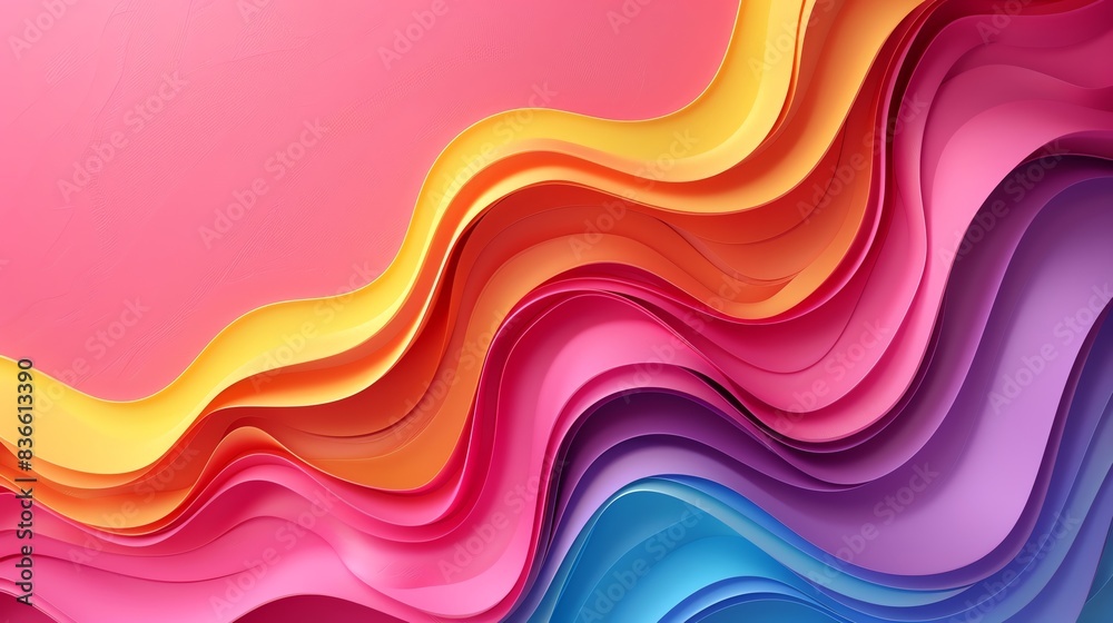 rainbow colors, wave gradient shape over Magenta pink background, round, centered rainbow colors, wave gradient shape over Magenta pink background, round, centered